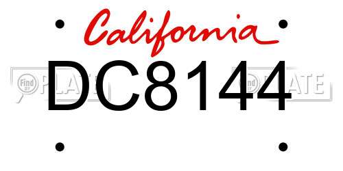 DC8144 California License Plate