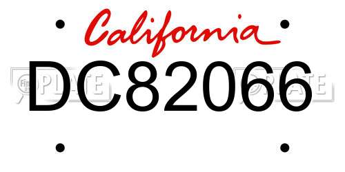 DC82066 California License Plate