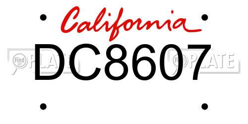 DC8607 California License Plate