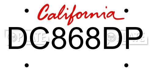 DC868DP California License Plate
