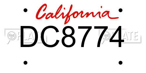 DC8774 California License Plate