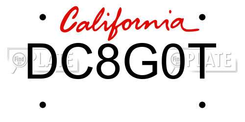 DC8G0T California License Plate