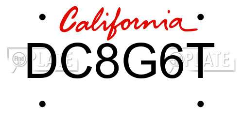 DC8G6T California License Plate
