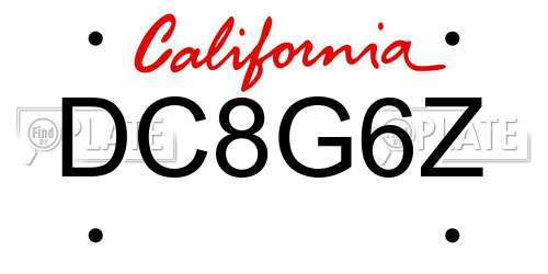 DC8G6Z California License Plate