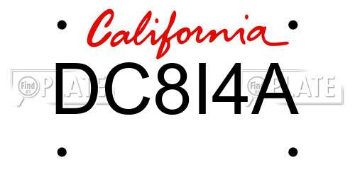 DC8I4A California License Plate