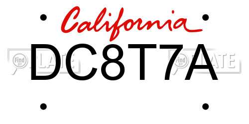 DC8T7A California License Plate