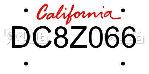 DC8Z066 California License Plate