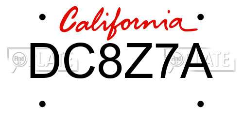 DC8Z7A California License Plate