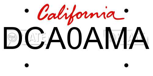 DCA0AMA California License Plate