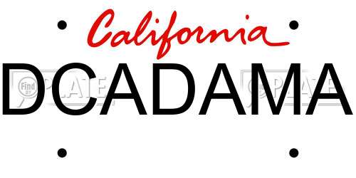 DCADAMA California License Plate