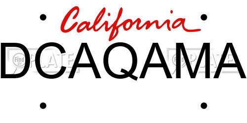 DCAQAMA California License Plate