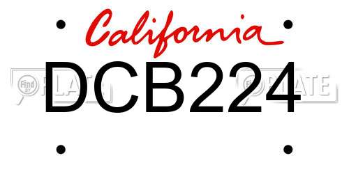 DCB224 California License Plate