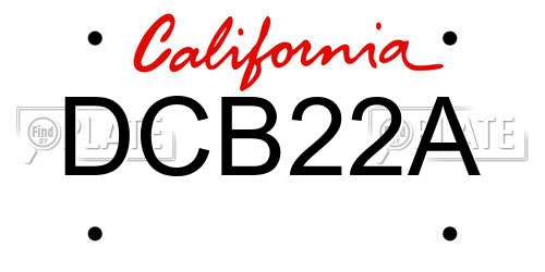 DCB22A California License Plate