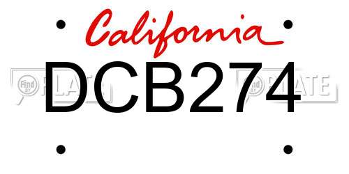 DCB274 California License Plate