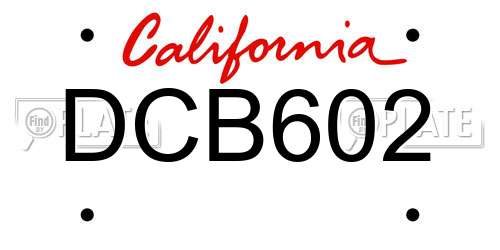 DCB602 California License Plate