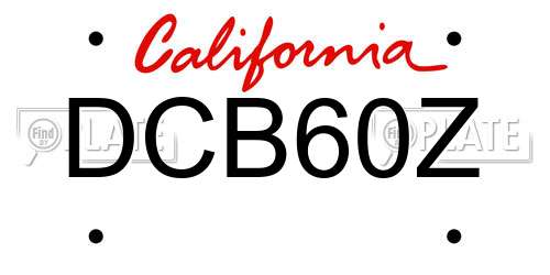 DCB60Z California License Plate