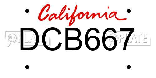 DCB667 California License Plate