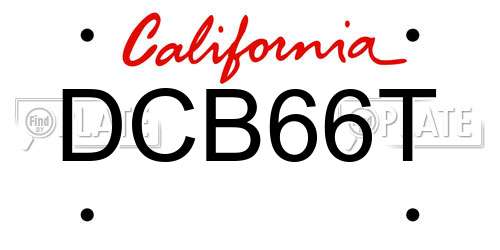 DCB66T California License Plate