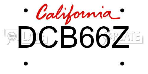DCB66Z California License Plate