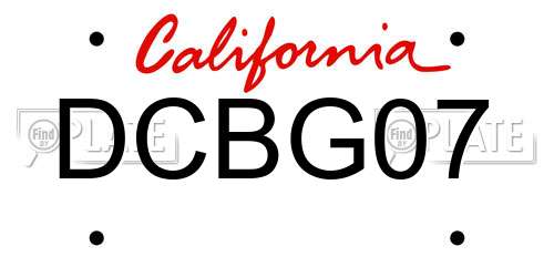 DCBG07 California License Plate