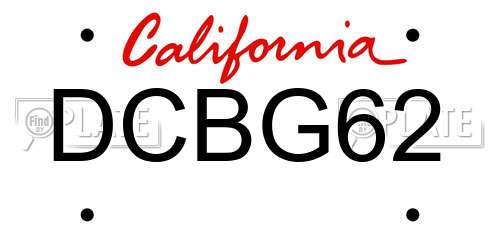 DCBG62 California License Plate