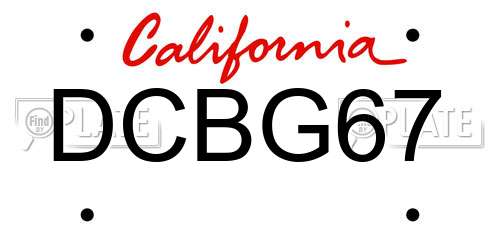 DCBG67 California License Plate