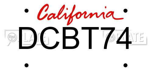 DCBT74 California License Plate