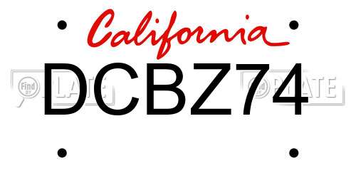 DCBZ74 California License Plate