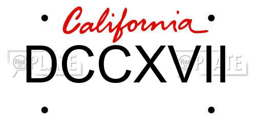 DCCXVII California License Plate