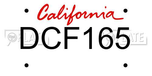 DCF165 California License Plate