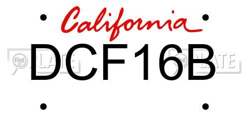DCF16B California License Plate