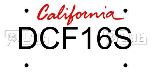 DCF16S California License Plate