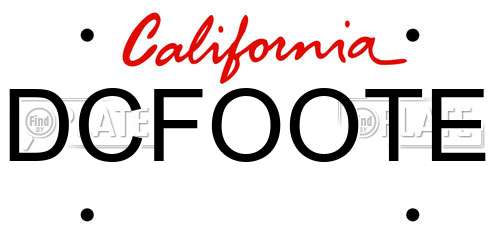 DCFOOTE California License Plate