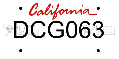 DCG063 California License Plate
