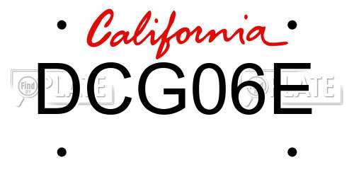 DCG06E California License Plate