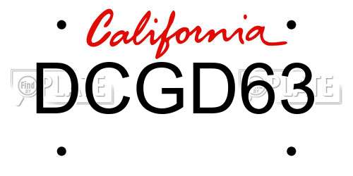 DCGD63 California License Plate