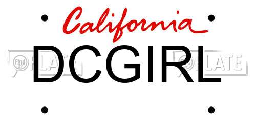 DCGIRL California License Plate