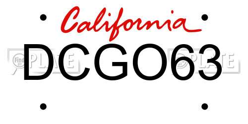 DCGO63 California License Plate