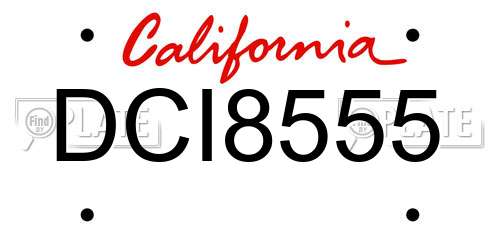 DCI8555 California License Plate