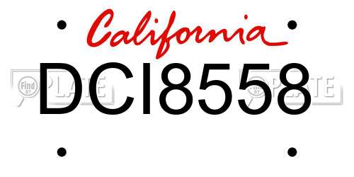 DCI8558 California License Plate