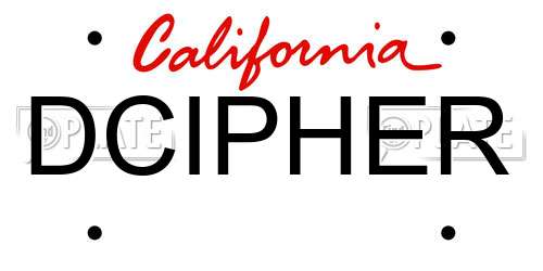 DCIPHER California License Plate