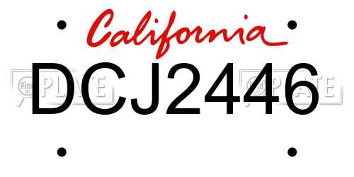 DCJ2446 California License Plate