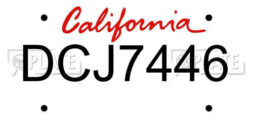 DCJ7446 California License Plate