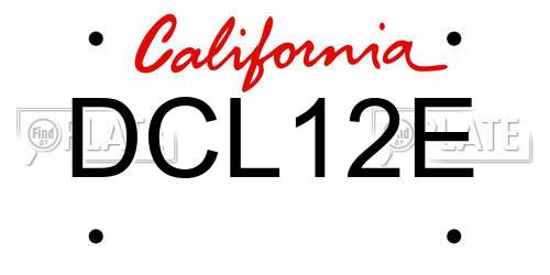 DCL12E California License Plate