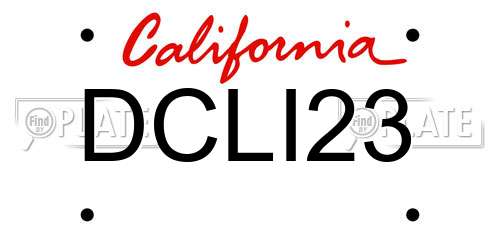 DCLI23 California License Plate
