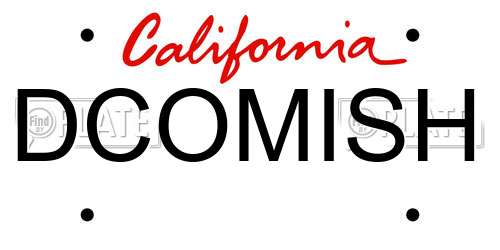 DCOMISH California License Plate
