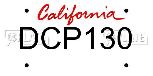 DCP130 California License Plate