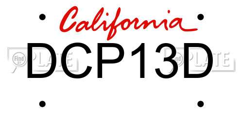 DCP13D California License Plate