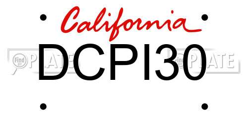 DCPI30 California License Plate