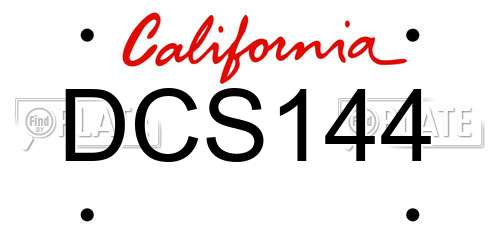 DCS144 California License Plate